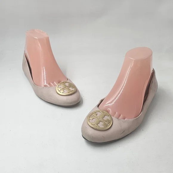 Tory Burch Benton 2 Ballet Flats Nappa Leather Seashell Pink Goan Sand Size 7 - Picture 11 of 11